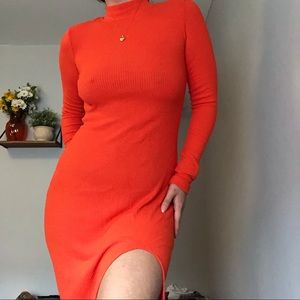 SOLDvibrant Zara blood orange ribbed maxi dress